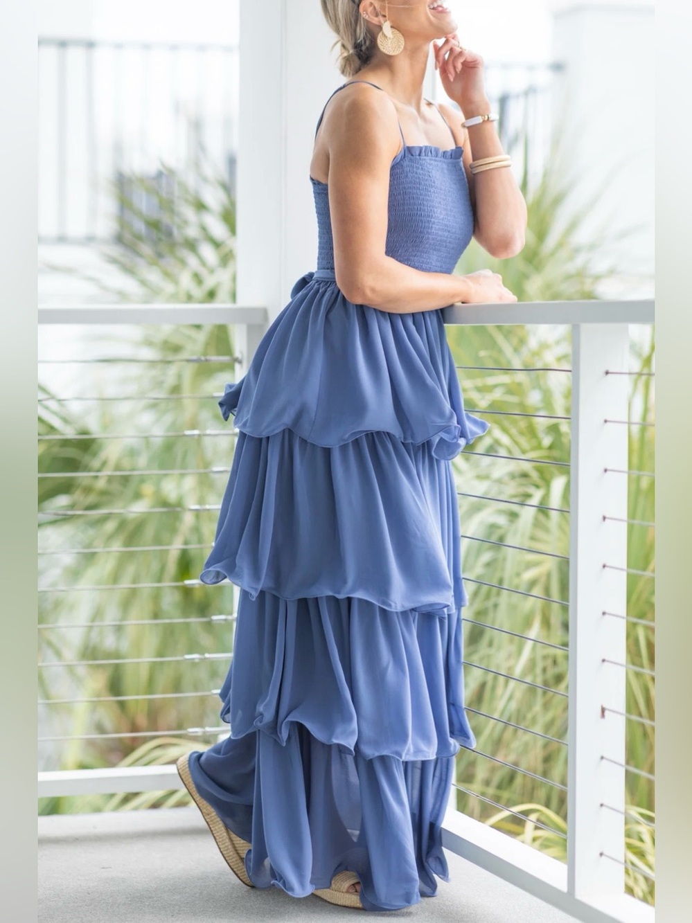 🆕311~ Tiered Ruffle Smocked Top
Maxi Dress in Midnight Blue, Sm